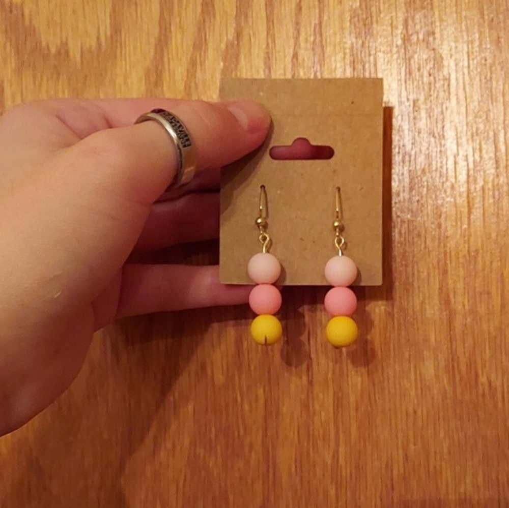 Handmade pink to orange faded earrings